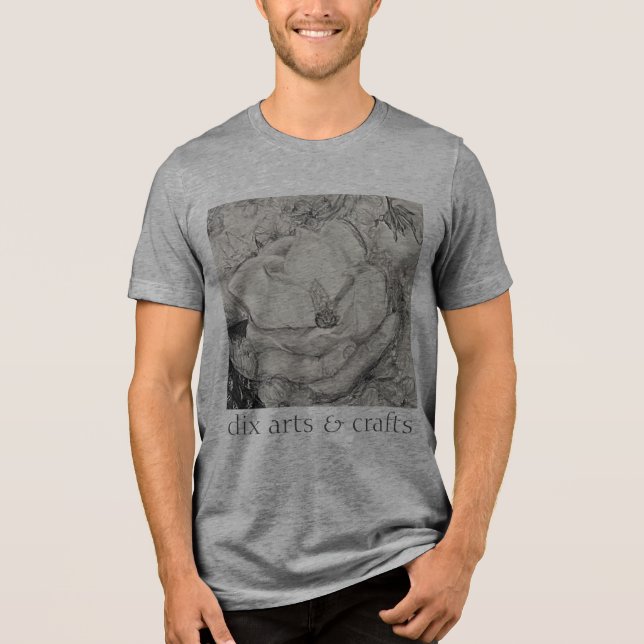 namesake magnolia, flowers, fabric, cotton, & hand Tri-Blend shirt (Front)