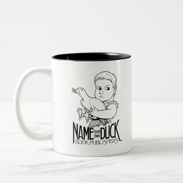 NameYourOwnDuck Two-Tone Coffee Mug (Left)