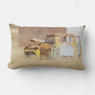 Namibia Africa Abandoned Car Wreck Landscape Lumbar Cushion