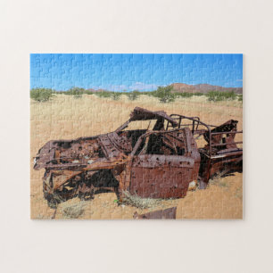 Namibia Africa Car Wreck Bullet Holes Landscape Jigsaw Puzzle