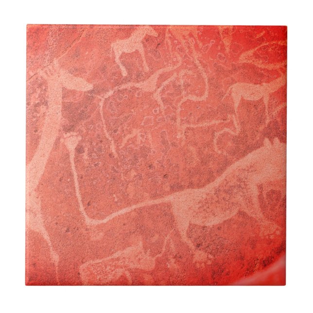 Namibia Africa Namibian Rock Art Painting Ceramic Tile (Front)