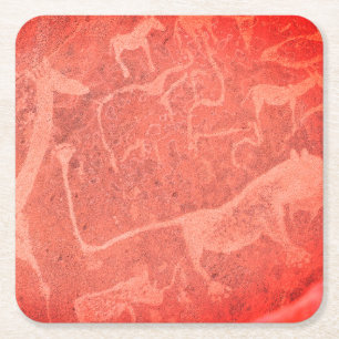 Namibia Africa Rock Art Painting Square Paper Coaster