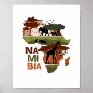 Namibia Africa Sunset Continent Nature Wild Life Poster