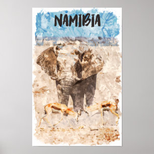 Namibia Africa Wildlife Safari Poster