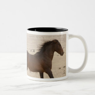 Namibia, Aus. Wild horses running on the Namib Two-Tone Coffee Mug