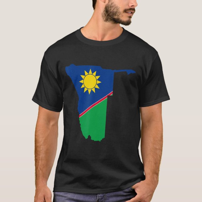 Namibia flag in Namibia outline Namibia T-Shirt (Front)