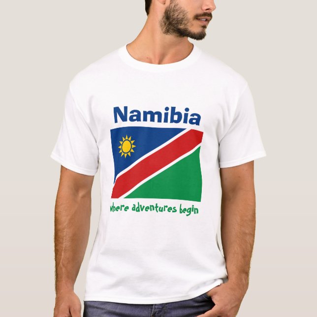 Namibia Flag + Map + Text T-Shirt (Front)