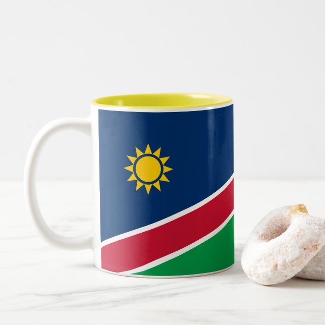 Namibia Flag Two-Tone Coffee Mug (With Donut)