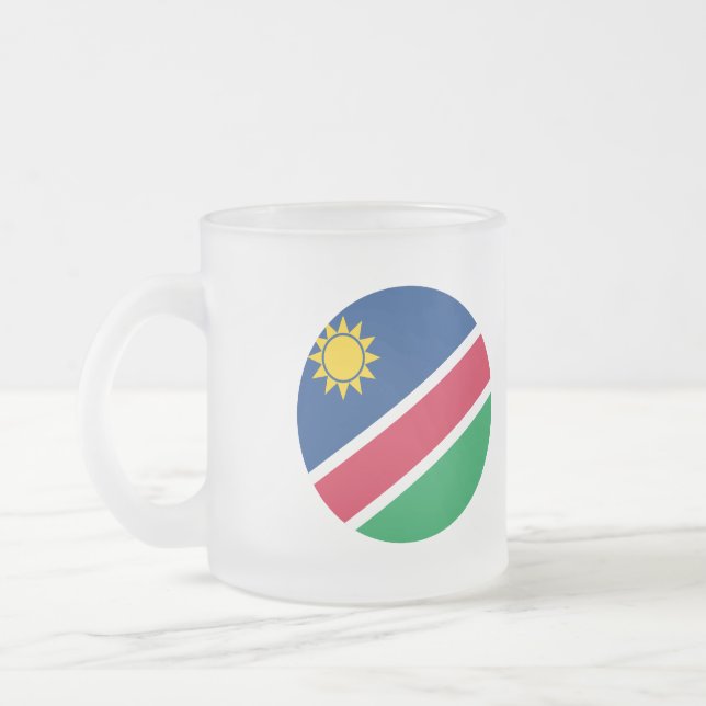 Namibia Flagi Frosted Glass Coffee Mug (Left)
