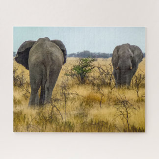 Namibia Jigsaw Puzzle - wild elephants in grass