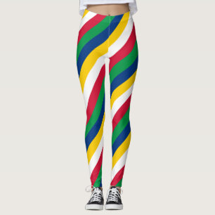 Namibia National Flag Colours Diagonal Striped Leggings