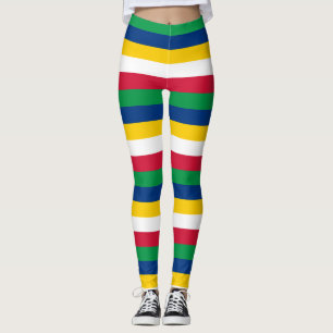 Namibia National Flag Colours Horizontal Striped Leggings