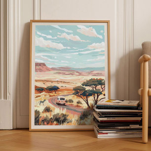Namibia Print Safari Illustration Namibia Travel P