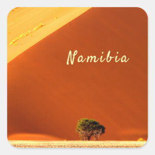 Namibia red dunes of Sossusvlei photo with text Square Sticker