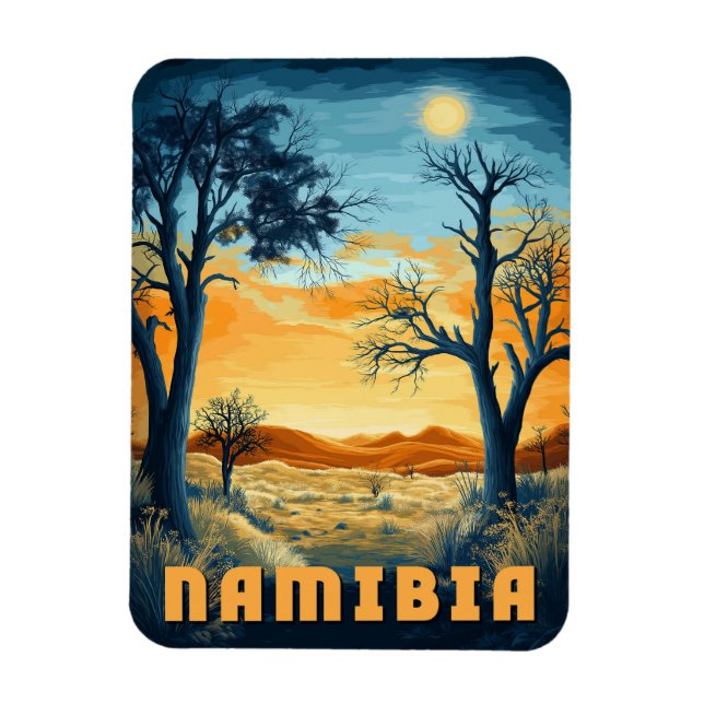 Namibia - Retro African Safari  Magnet (Vertical)