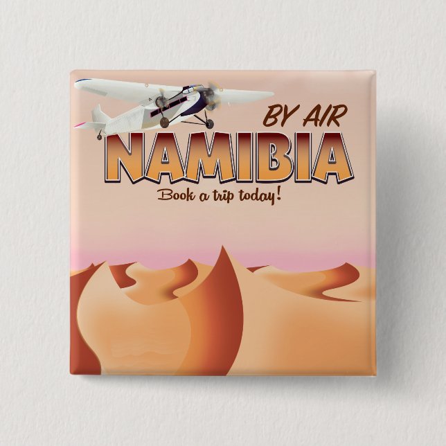 Namibia vintage flight poster. 15 cm square badge (Front)