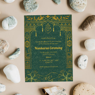 Namkaran Naming Ceremony Golden Elements Invitation
