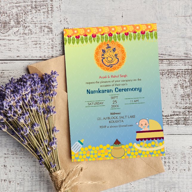 Namkaran Naming Ceremony Golden Elements Invitation (Creator Uploaded)
