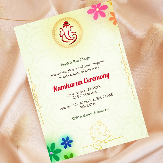 Namkaran Naming Ceremony Golden Elements Invitation (Creator Uploaded)