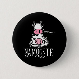 Namooste Cute Funny Silly Yoga Cow Namaste  6 Cm Round Badge