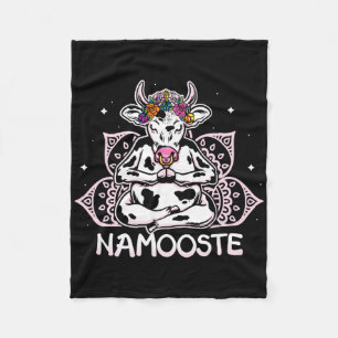 Namooste Meditating Cow Yoga Meditation Namaste Fleece Blanket
