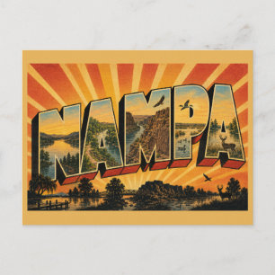 Nampa Idaho Lake River Canyon Greenbelt Art Postcard