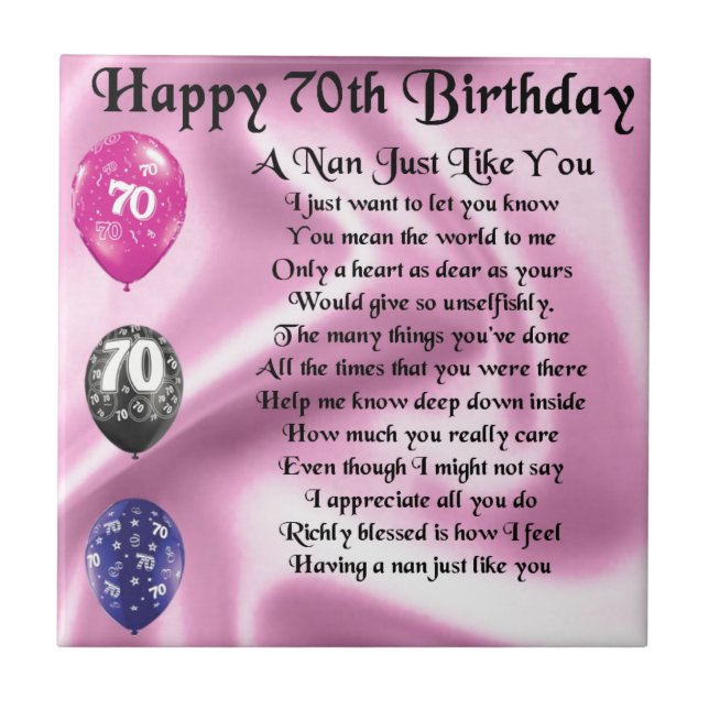 nan poem - 70th Birthday Ceramic Tile (Front)