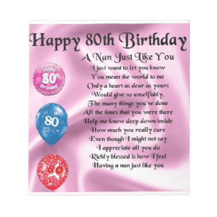 Nan Poem  -  80th Birthday Notepad