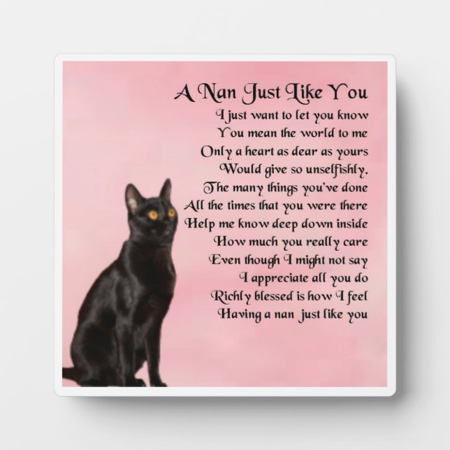 Nan Poem Plaque  -  Black Cat Design (Front)