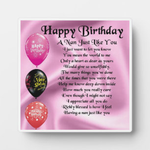 Nan Poem Plaque  -  Happy Birthday