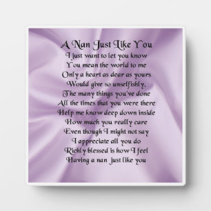 Nan Poem Plaque  -  Lilac Silk  Design