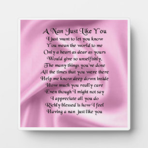 Nan Poem Plaque  -  Pink Silk  Design