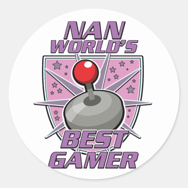 Nan World's best gamer retro logo Classic Round Sticker (Front)
