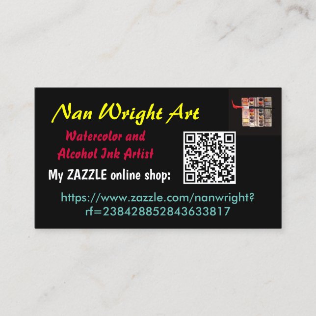 NAN WRIGHT business card for my online Zazzle shop (Front)