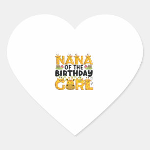 Nana 1st Birthday Girl Giraffe Theme Party Zoo Saf Heart Sticker
