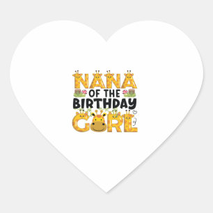 Nana 1st Birthday Girl Giraffe Theme Party Zoo Saf Heart Sticker