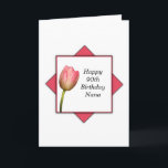 Nana 90th Birthday Card<br><div class="desc">A lovely pink tulip is surrounded by a white and pink box design.  Image copyright sheryl kasper.</div>