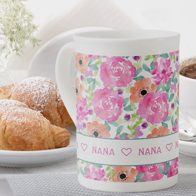 Nana All Over Pretty Floral Pattern Bone China Mug (Creator Uploaded)
