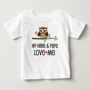 Nana and Papa Love Me Baby Owl Baby T-Shirt
