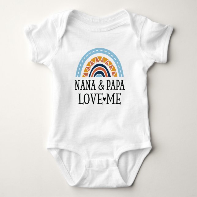 Nana and Papa Love Me rainbow Baby Bodysuit (Front)