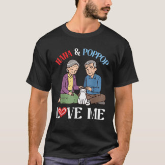 Nana and Poppop Love Me Cute Cat with Grandparents T-Shirt