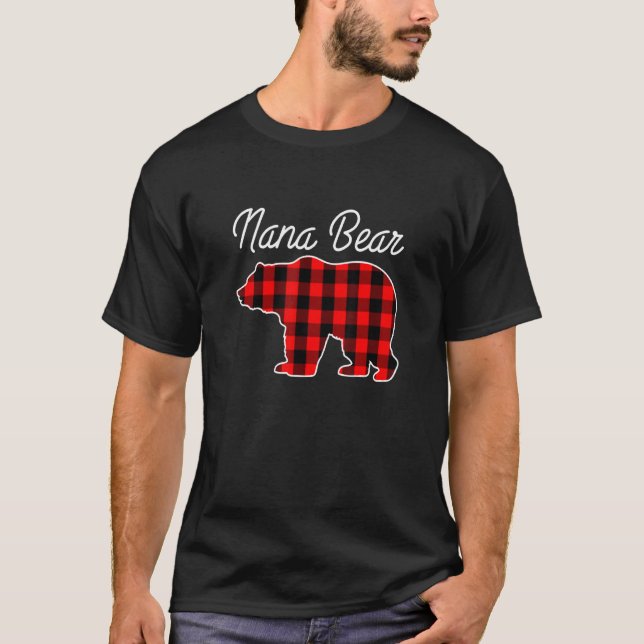 Nana Bear Buffalo Plaid Cute Grandmother Grandma L T-Shirt (Front)
