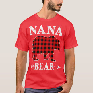 Nana Bear Christmas Pajama Red Plaid Buffalo Famil T-Shirt