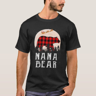 Nana Bear Christmas Pajama Red Plaid Buffalo Famil T-Shirt