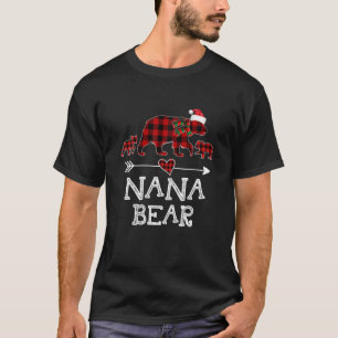 Nana Bear Christmas Pajama Red Plaid Buffalo T-Shirt