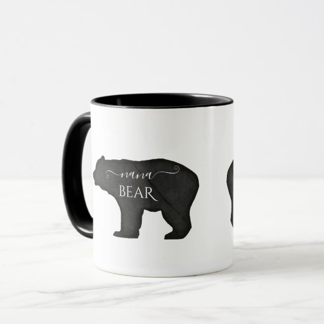 Nana Bear Mothers Day Black n White Rustic Modern Mug (Front Left)