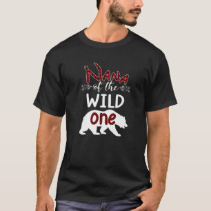 Nana Bear Of The Wild One Red Plaid Funny 1St Birt T-Shirt