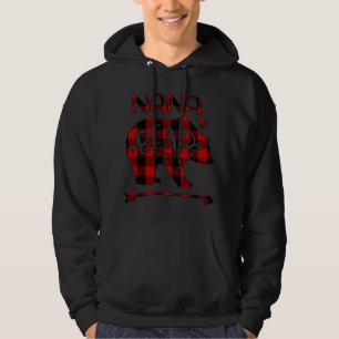 Nana Bear Red And Black Buffalo Plaid Bear Heart A Hoodie