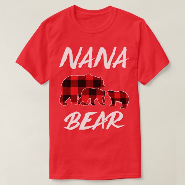 Nana Bear Red Plaid Christmas Pajama Matching Fami T-Shirt (Design Front)