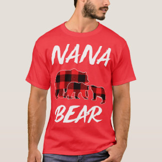 Nana Bear Red Plaid Christmas Pajama Matching Fami T-Shirt